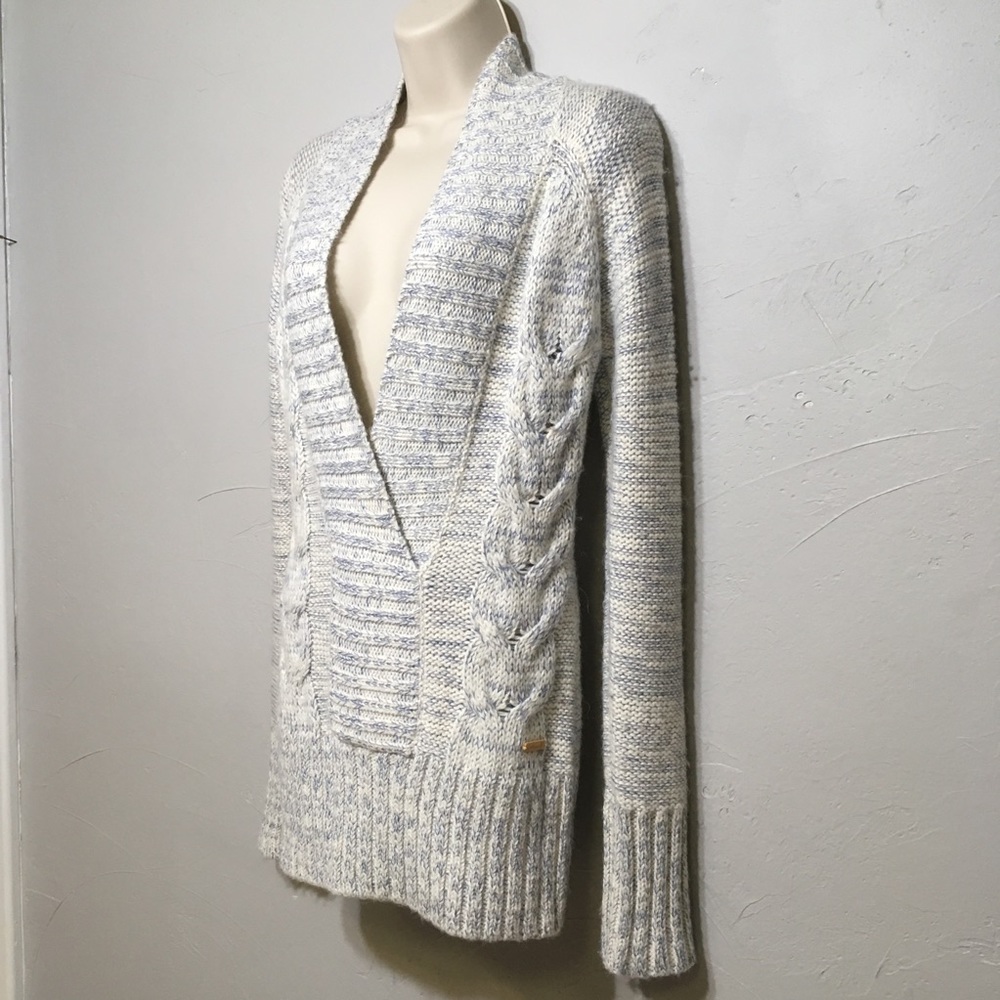 Gentle Fawn Blue White Long V-Neck Soft Sweater - Picture 3 of 8
